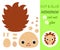 Cut and glue baby sitting hedgehog. Educational paper game for preschool children