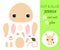 Cut and glue baby sitting jerboa. Educational paper game for preschool children