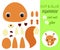 Cut and glue baby sitting squirrel. Educational paper game for preschool children