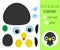Cut and glue baby sitting toucan. Educational paper game for preschool children