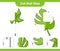 Cut and glue, cut parts of Monstera, Pinwheels and glue them. Educational children game, printable worksheet, vector illustration
