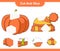 Cut and glue, cut parts of Pumpkin and Hat. Educational children game, printable worksheet, vector illustration