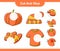 Cut and glue, cut parts of T-shirt, Slippers, Pumpkin, Hat and glue them. Educational children game, printable worksheet, vector