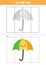 Cut and glue game for kids. Cute umbrella.