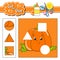 Cut and glue. Game for kids. Education developing worksheet. Cartoon pumpkin character. Color activity page. Hand drawn. Isolated