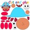 Cut and glue game with young happy pirate vector illustration