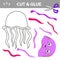 Cut and glue - jellyfish. Color paper application game. Educational paper game