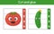 Cut and glue. Learning numbers. Worksheet for kids kindergarten  preschool and school age. Tomato and cucumber