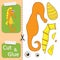 Cut and glue the paper Sea Horse. Create application the cartoon fun Sea Fish. Education riddle entertainment and amusement