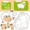 Cut and glue the paper Sheep. Create application the cartoon funny Lamb. Education riddle entertainment and amusement for children