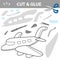Cut and glue to create image of airplane - air transport. Educational game for children