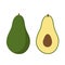 Cut green avocado exotic icon vector