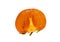 Cut kaki isolated on white.Slice of kaki.Ripe orange tropical persimmon fruit on white.