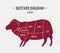 Cut of lamb. Poster Butcher diagram for groceries, meat