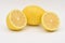 Cut Lemons on a White Background