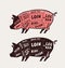 Cut of meat, pork. Poster butcher diagram and scheme. Pig vector illustration