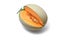 Cut of orange Melon to show the flesh,seeds and peel on white background.