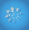 Cut out Christmas snowflake, blue paper