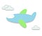 Cut out fabric or paper chequered blue airplane sticker