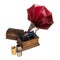 Cut out Old phonograph with three cylinder records with clipping path