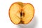 Cut out section of an overripe apple on white background