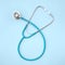 cut-out stethoscope as the main tool for primary diagnosis of a cardiologist and therapist patient. Symbol of medical