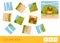 Cut the pieces, collect and glue puzzle learning children game with color image of brood chicken sitting on eggs