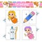 Cut and play. Flash cards. Color puzzle. toothpaste, fairy, pencil. Education developing worksheet. Activity page. Game for