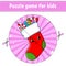 Cut and play. Round puzzle sock. Logic puzzle for kids. Activity page. Cutting practice for preschool. cartoon character.