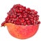 Cut the pomegranate with heap grain isolated