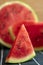 Cut red juicy ripe watermelon.