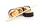 Cut Sushi Rolls and Disposable Chopsticks