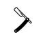 Cut throat razor glyph icon.