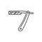 Cut throat straight razor isolated line art icon