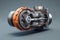 Cutaway View Electric Vehicle Motor Revealed on Gray Background. AI