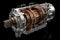 Cutaway View Electric Vehicle Motor Revealed on Gray Background. AI