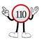 Cute 110 Km Speed ??Limit Sign Vector Showing Index Hand Shaped Number 1