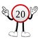 Cute 20 Km Speed ??Limit Sign Vector Showing Index Hand Shaped Number 1