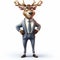 Cute 3d Animated Cartoon Deer In Business Suit