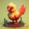Cute 3d Bird Pixel Art: Playful Minecraft Chicken Character