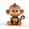 Cute 3d Cartoon Baby Monkey With Intense Gaze