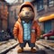 Cute 3d Cartoon Capybara In Urban Clothing Design Concept