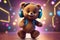 A cute 3D cartoon character teddy bear character rendering wearing headphones, giving off a charming and musical vibe