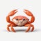 Cute 3d Cartoon Crab Logo With Minimalist Style