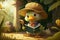 Cute 3D Cartoon Duck reading a Storybook, Generative Ai