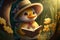 Cute 3D Cartoon Duck reading a Storybook, Generative Ai