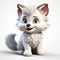 Cute 3d Cartoon Puppy: Fluffy Wolf With Big Eyes And Ears