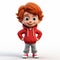 Cute 3d Cartoon Redheaded Kid In Red Hoodie Clipart