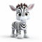 Cute 3d Cartoon Zebra With Psychological Depth 8k Resolution