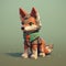 Cute 3d Fox With Jacket: A Charming Render In Flat Color Blocks